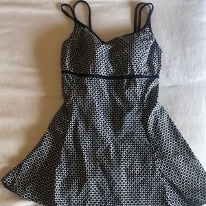 Great Lengths Slimming Swim Dress Black White 14